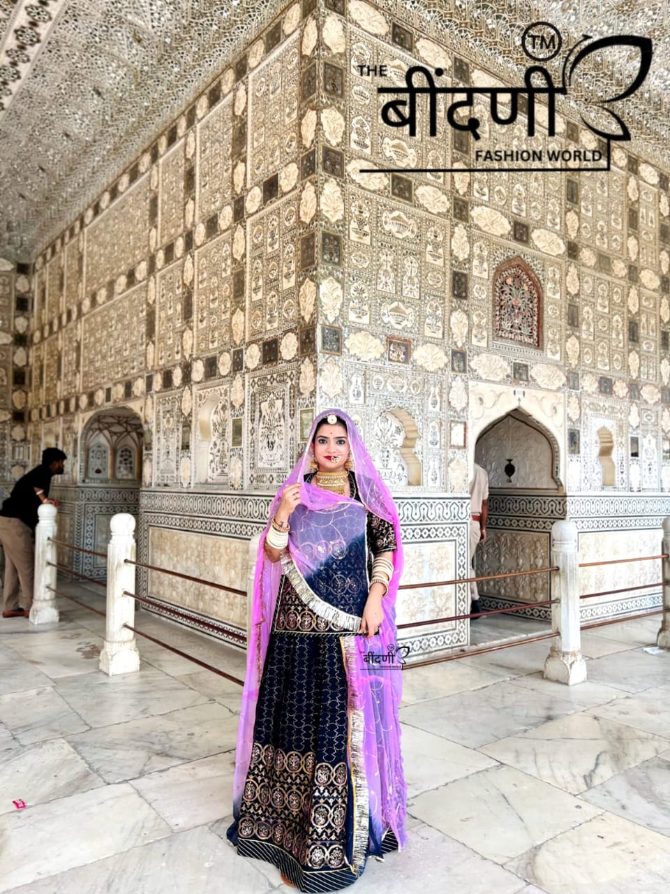 Tisu siffon Rajasthani Poshak With Sequence Work And Japan Tora Odhna