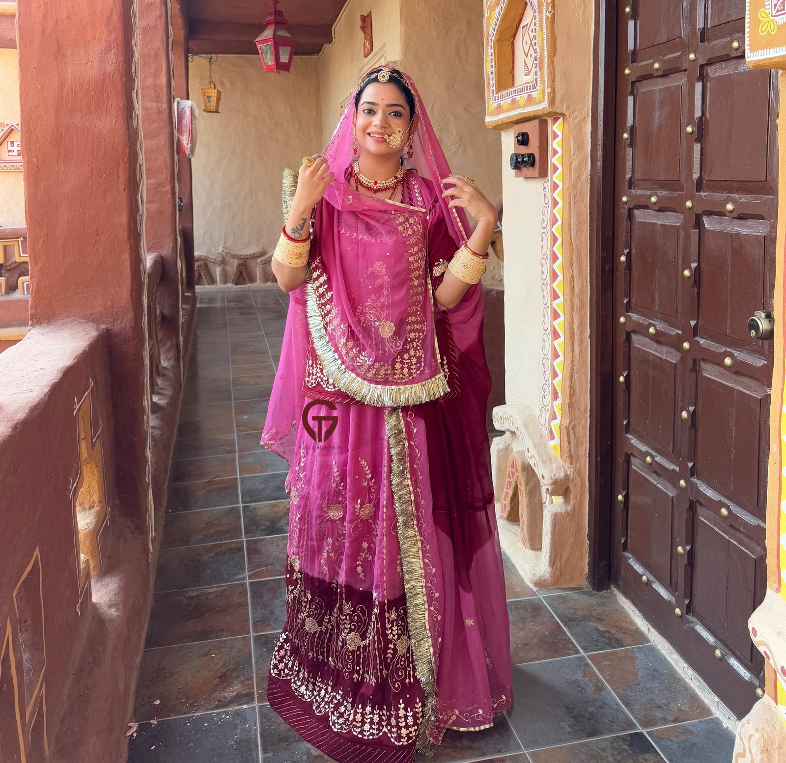 Multicolour humrahi pyor rajputi poshak