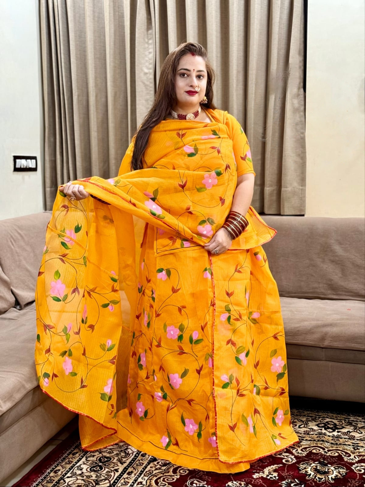 Hand Print Kota Doriya Rajasthani Suit For Women