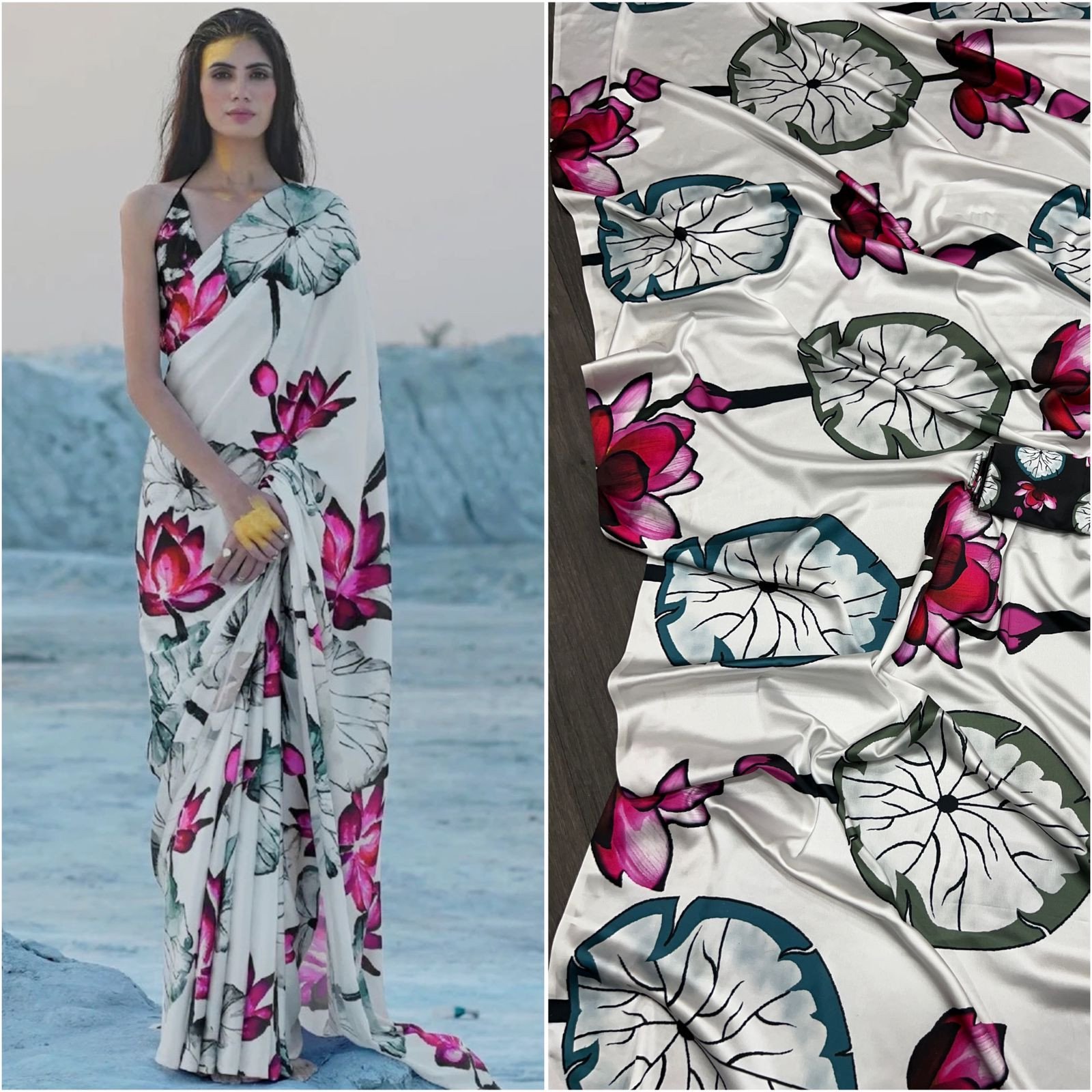 Satin Printed Saree