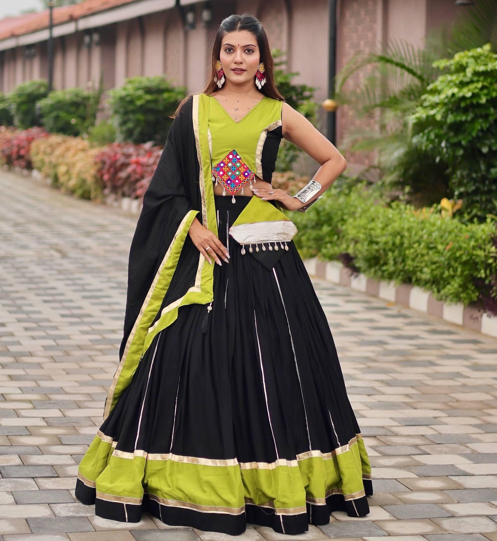 Navratri Special Gamathi Work Lehenga choli