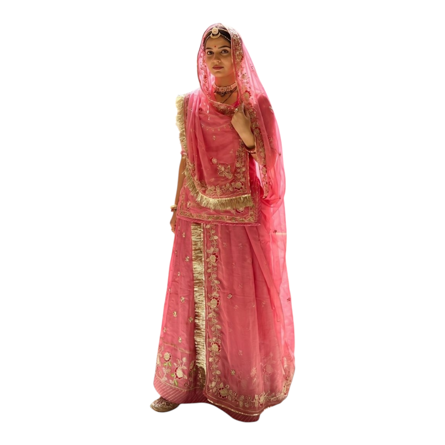 Designer Rajputi Poshak Roman Simmar Fabric with Zari Work Unstitched Suit