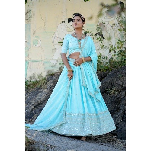 Traditional Embroidery Chinon  Lehenga Set Special Occasions And Grand Celebrations.