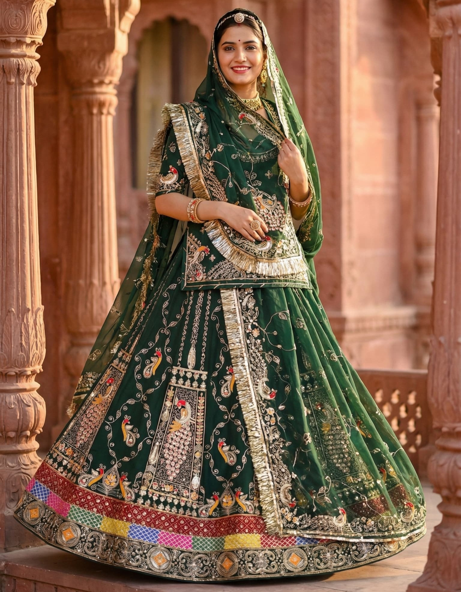 Boutique Range Rajwadi Style 4 Mtr Gher Flayer Lehenga Set