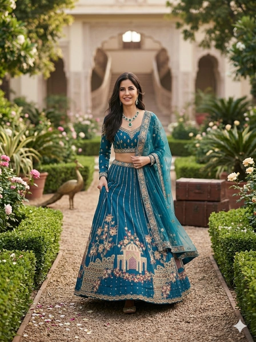 Designer Soft Net Lehenga Choli with Heavy Multi Thread Embroidery & Sequins Work