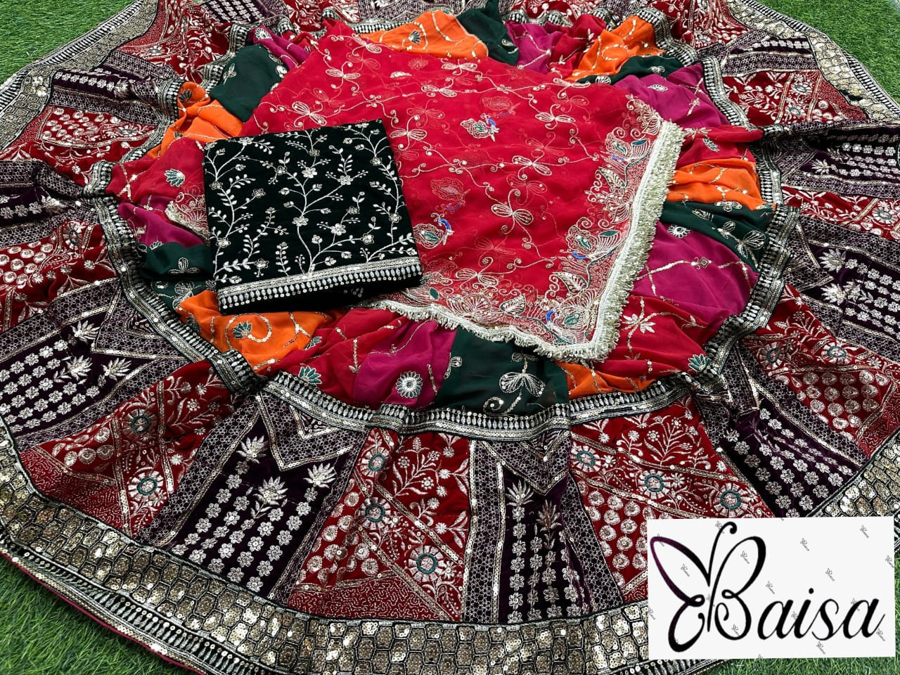 Premium Quality Gorgette Fabric with Royal pure Odhani Rajputi Poshak