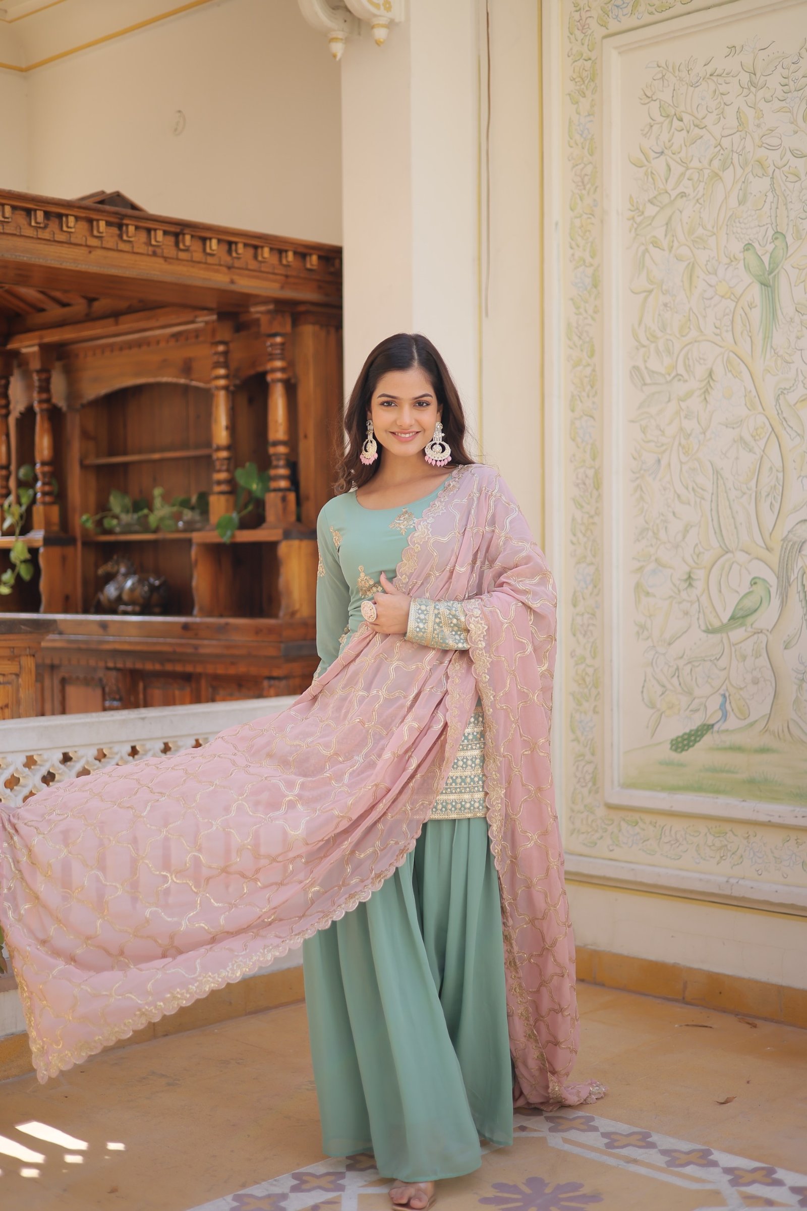 DESIGNER READYMADE KURTI PLAZOO SUIT