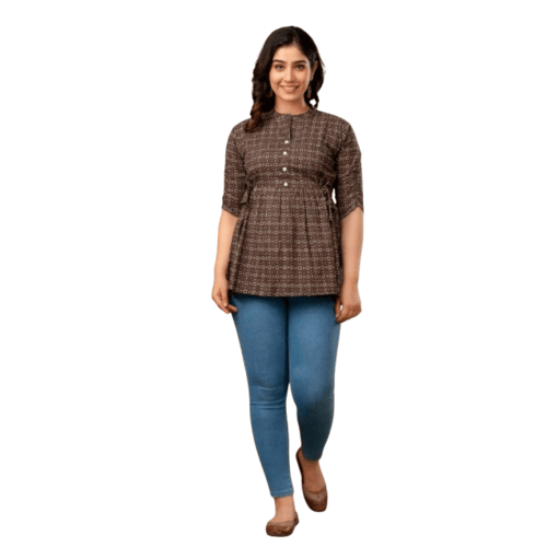 Black White Pure Cotton Printed Womens Top