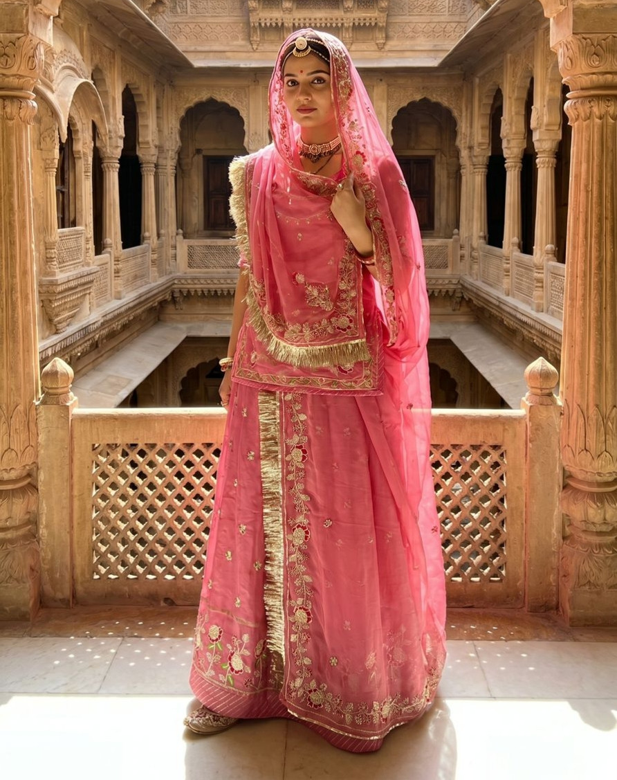 Designer Rajputi Poshak Roman Simmar Fabric with Zari Work Unstitched Suit